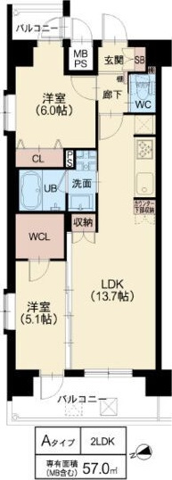 スプランディッド難波WESTIIの間取り