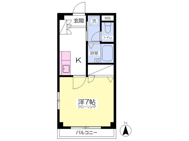 23.36平米　駅近！洋室7帖の１Ｋ！