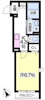 27.58平米　設備充実！洋室6.7帖１K！