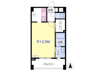 33.6平米　洋室12.5帖のワンルーム！