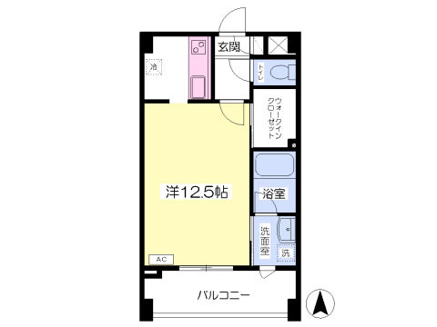 33.6平米　洋室12.5帖のワンルーム！