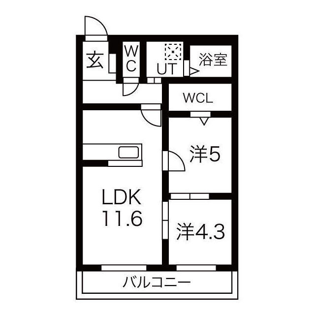 関市下有知のアパートの間取り