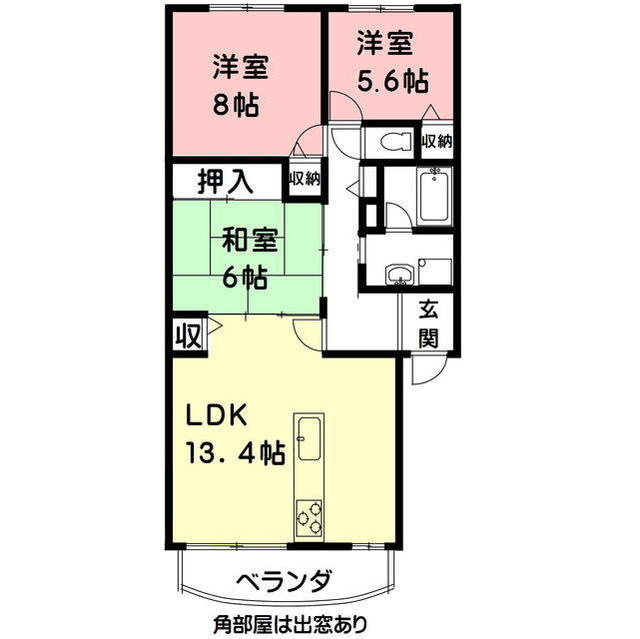 岐阜市柳津町上佐波１丁目のアパートの間取り