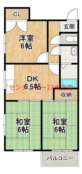 シティハイツ市岡の間取り