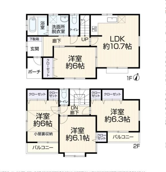 横浜市金沢区六浦南２丁目の中古一戸建の間取り