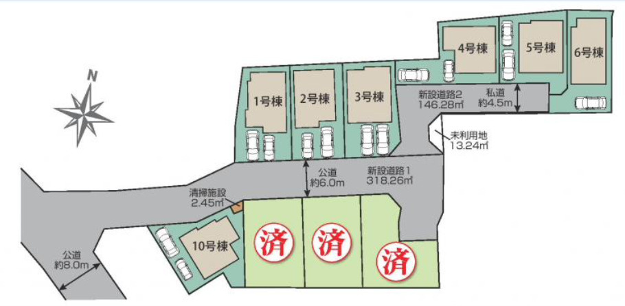 【仲介手数料無料】清瀬市旭が丘全１０棟１０号棟　清瀬市の不動産なら西武ハウジングの区画図