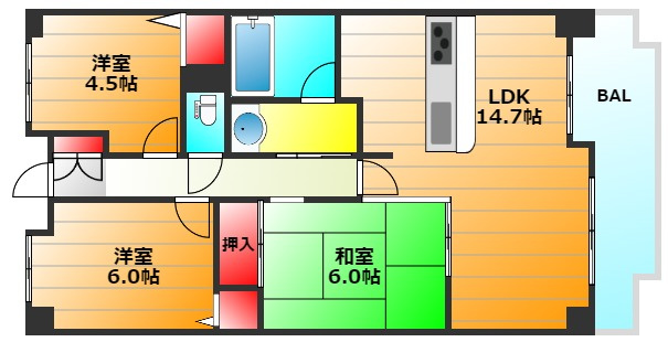 大阪市西区江戸堀３丁目の賃貸マンションの間取り