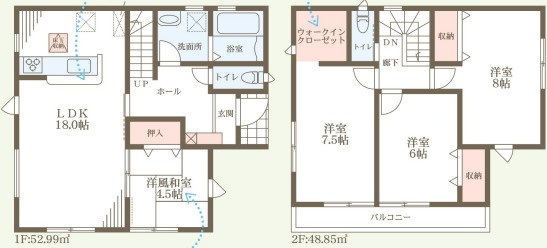お車並列2台可　魚住町清水27期　新築戸建の間取り