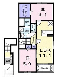 ココ　メドウ　Ⅱ　Aの間取り
