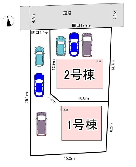 新築戸建　長野市富竹　全2棟の区画図