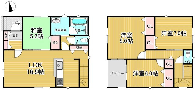 新築戸建　長野市富竹　全2棟の間取り|1号棟
