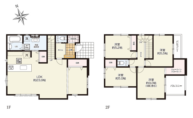 【間取り】 | 葵区秋山町2期　新築戸建　全1棟 | 使い勝手の良い4LDK♪生活に合わせて使うお部屋を選べます♪