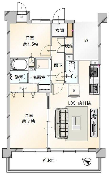ダイアパレス柴又の間取り|南西向きにつきまして日当たり・通風良好。新規リフォームマンション。
