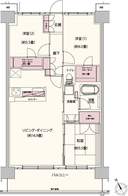 クレストフォルム柏サウスウイングの間取り