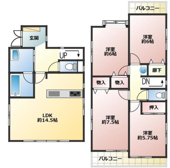 飯能市双柳　中古戸建の間取り