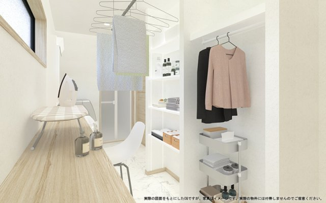 ワイウッドコート小山市粟宮第2期の完成予想図|【ランドリースペース　イメージパース】
※画像は設計図面を基に作成したイメージです。