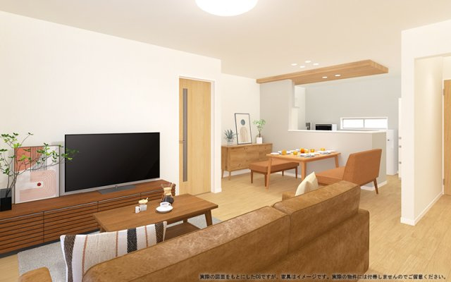 ワイウッドコート小山市粟宮第2期の完成予想図|【LDK　イメージパース】
※画像は設計図面を基に作成したイメージです。