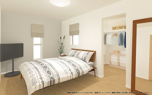 ワイウッドコート小山市粟宮第2期の完成予想図|【主寝室　イメージパース】
※画像は設計図面を基に作成したイメージです。