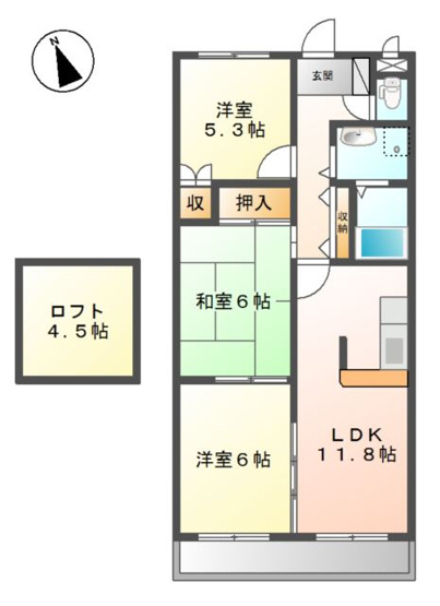【間取り】 | グリーンハイツ大塩Ⅱ