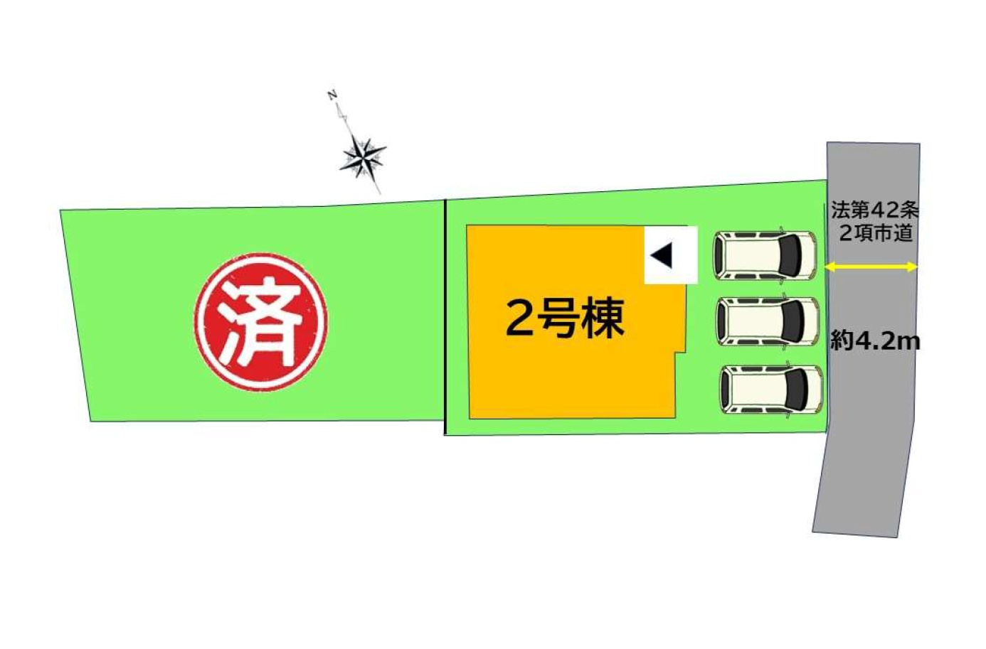 S・福岡市南区野多目4丁目第2-1棟（2号棟）の区画図|配置図