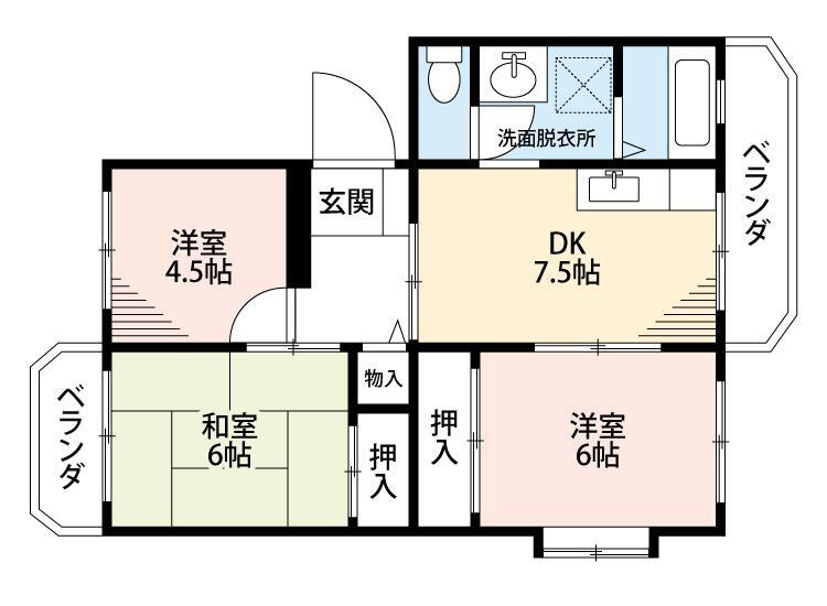 松戸市小金原９丁目の賃貸マンションの間取り