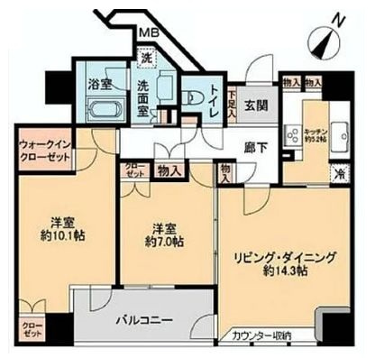 千代田区一番町の賃貸マンションの間取り