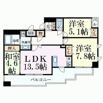 プレジール三ノ宮の間取り