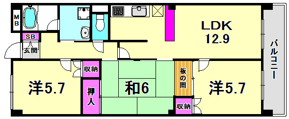 西宮エバーグリーンの間取り
