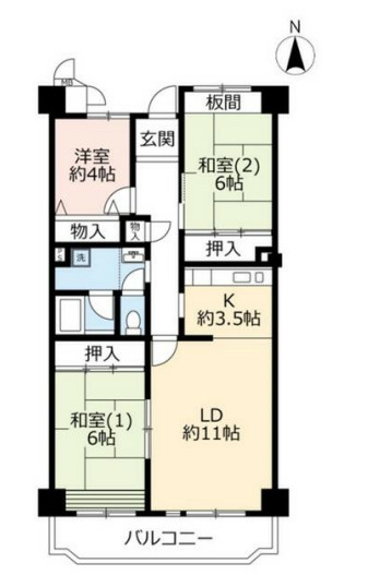 ＵＲ今津浜パークタウン　12号棟の間取り