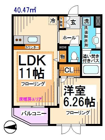 世田谷区経堂１丁目の賃貸マンションの間取り