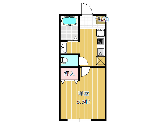 【間取り】 | ニューステージ船橋 | バストイレ別の1Kです