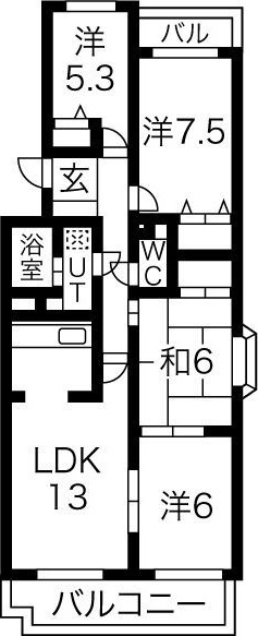 グランドハイツ原 A棟の間取り
