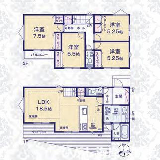 茅ヶ崎市東海岸南6丁目　新築戸建　全３棟の間取り|南向き　4LDK