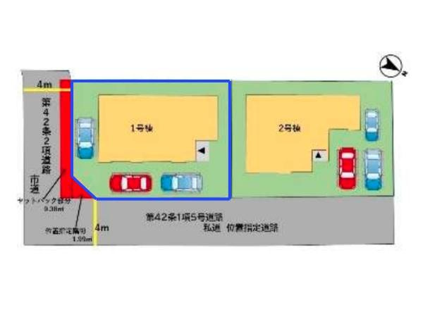 大字上野1期1号棟の区画図|※図面と現況が異なる場合は現況を優先させていただきます。