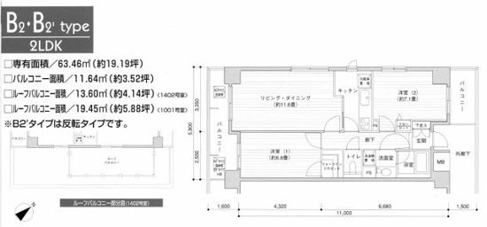 プライムアーバン目黒リバーフロントの間取り