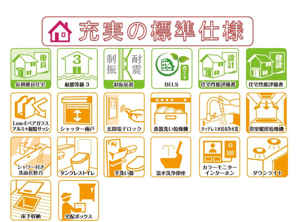生駒市小平尾町の新築一戸建のその他|長期優良住宅・耐震等級３＆制震装置・住宅性能評価書を取得、省エネ仕様で快適にお住まいいただけます。