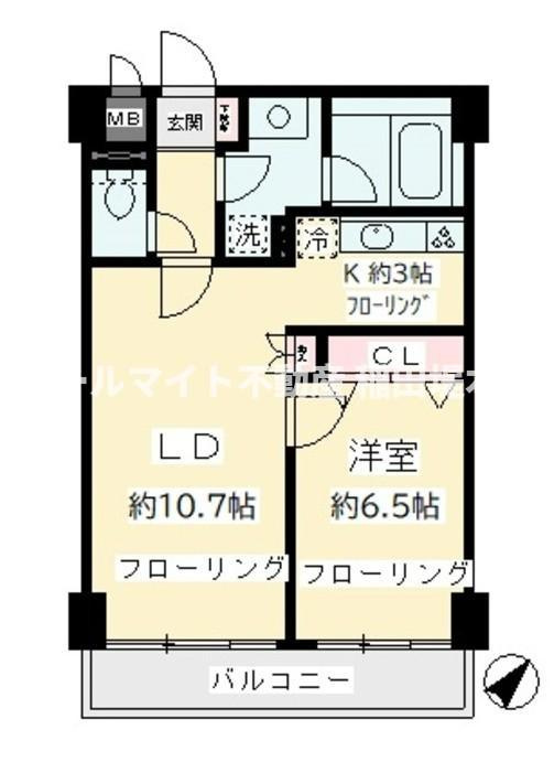 世田谷区喜多見９丁目の賃貸マンションの間取り