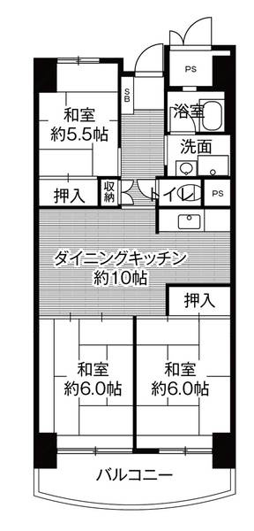 ビレッジハウス香椎浜タワー1号棟の間取り