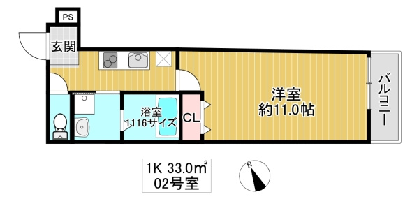 東大阪市森河内西１丁目のアパートの間取り
