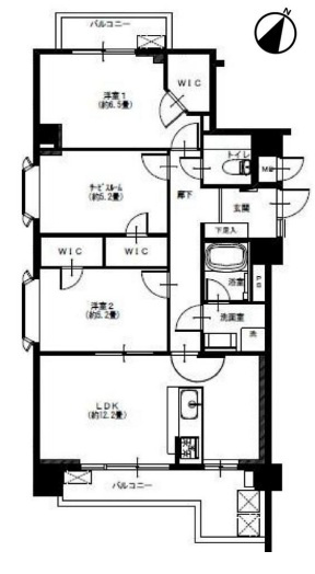 アーバンライフ六甲の間取り|フルリノベーション物件！全室WIC付で収納豊富です！