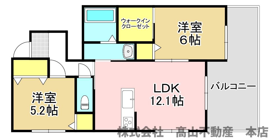 宗像市東郷２丁目のアパートの間取り