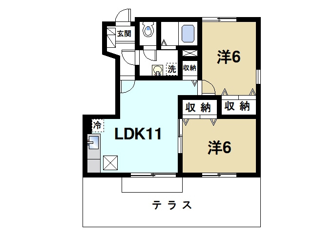 フローリッシュいづみⅡの間取り|2LDKの間取りです