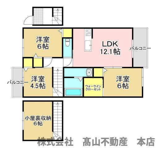 宗像市東郷２丁目のアパートの間取り