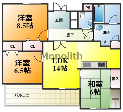 ライオンズマンション檜尾の間取り