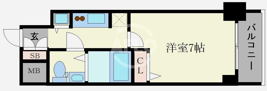 S-RESIDENCE難波Brillerの間取り|S-RESIDENCE難波Briller　広々とした間取