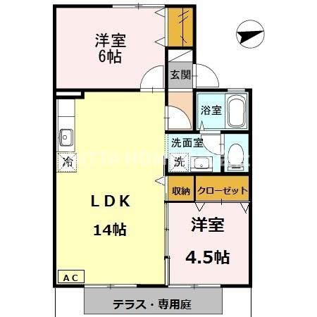 福知山市字前田のアパートの間取り|全居室に収納がついています★