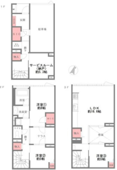 サンクタスコート芦屋バーティカルヴィラ棟Cの間取り