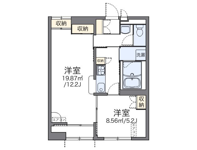 レオパレスシェルテニナガワの間取り|代表的な間取のため実際の間取とは異なる場合があります