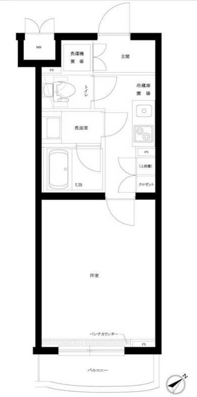 ルーブル駒沢大学参番館　分譲賃貸　オートロック　独立洗面台の間取り