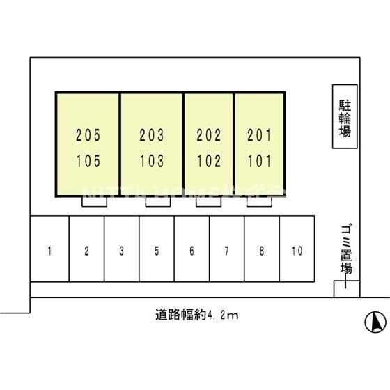 宮津市字波路のアパートの区画図|敷地内駐車場スペース確保しています★